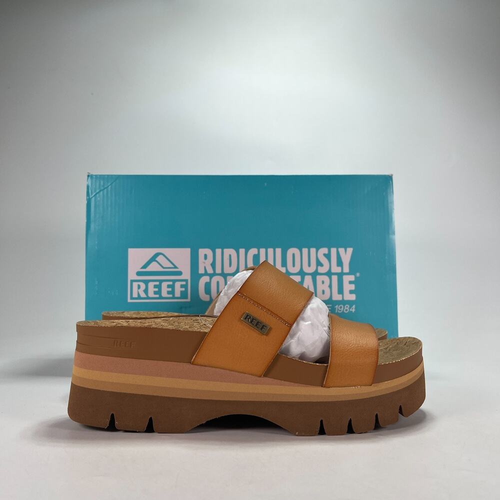 REEF Cushion Vista Higher Natural Platform Cork Sandals CJ0655 Women's Size 7